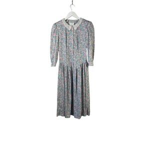 Vintage You Two Babes Floral Prairie Dress Lace Peter Pan Collar USA Size 11